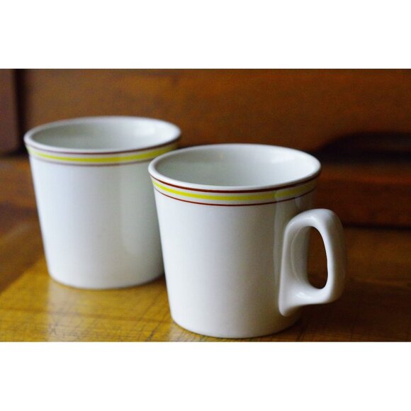 Set of 2 Vintage Restaurant Coffee Mugs Hotel Ware Stripes Steelite Intern. - Picture 1 of 4